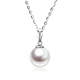 14k White Gold Pearl Pendant Necklace for ladies, Women Jewelry Gifts for Wife/Mother, Christmas Pre
