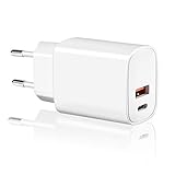 Klein und Tragbar LadegeräT USB C SchnellladegeräT: Das kompakte Design des kleinen schnelllade USB C netzteil mit zwei Anschlüssen ist leicht zu transportieren und eignet sich zum Aufladen im Home Office und auf Reisen