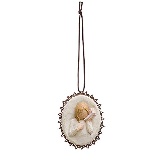 Willow Tree Thinking of You Metal-Edged Ornament, Sculpted Hand-Painted bas Relief