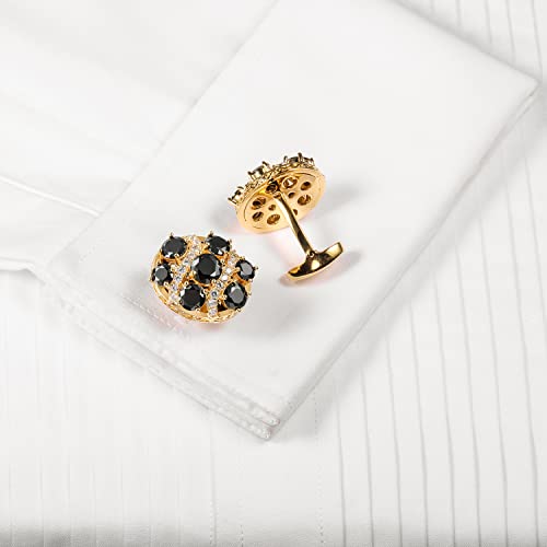 Image of HAWSON Cufflinks for Men, Gold Diamond Crystal Cufflinks for Groom Husband Personalized Gifts, Mens Formal Wedding Business Cufflinks, Luxurious Gorgeous Cuff Links French Shirt Accessories