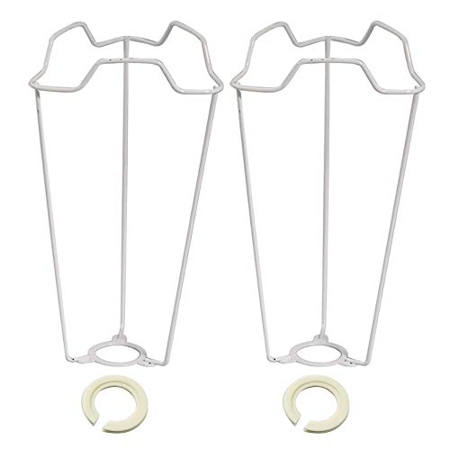 2 Pack - 9" White Metal Vintage Shade Carrier to Support Table & Floor Lampshade with Duplex Fitting | Reducing Ring Included | Fits All Types of Lampholders | ES SES BC SBC