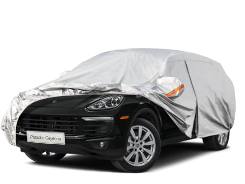 Image of Kayme 6 Layers SUV Car Cover Custom Fit for Porsche Cayenne (2002-2025) Waterproof All Weather for Automobiles, Outdoor Full Cover Rain Sun UV Protection.Silver