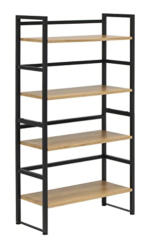 Calico Designs Ashwood 4-Tier Or 2-Tier Stackable Bookshelf (1 Set),Graphite Black/Ashwood,Rectangular #TOP13