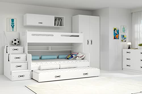 Interbeds Etagenbett Hochbett MAX 3 für DREI Kinder mit DREI Matratzen:...