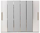 Casa Padrino Armario de Dormitorio de Lujo Blanco/Oro 260 x 70 x A. 220 cm - Armario de Madera Maciza con Espejo y 2 Puertas correderas - Muebles de Dormitorio de Lujo