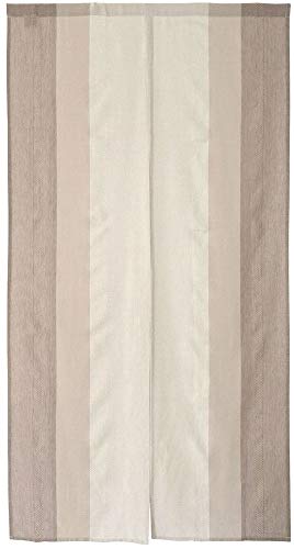 SunnyDayFabric ロング丈のれん マティストライプ ブラウン 綿 ナチュラル 約85cm幅×170cm丈