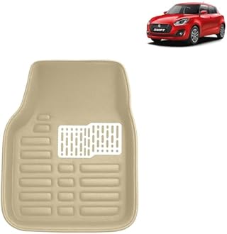 Kingsway Accessories Premium 4D Car Floor Mats Only Compatible with Maruti Suzuki Swift Year 2018 to 2020 All Model, Set of 3 Pcs, 100% Waterproof Tray Shape PVC 4D Car Foot Mats, Beige