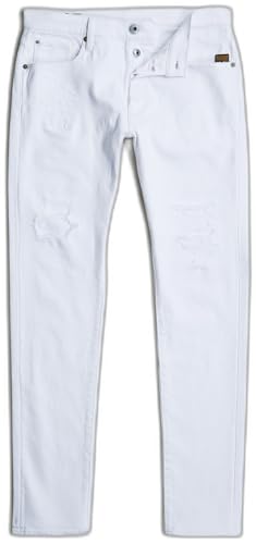 G-STAR Raw - Mens 3301 Slim Jeans, Color Paper White Gd Destroyed, Size: 34W x 34L4