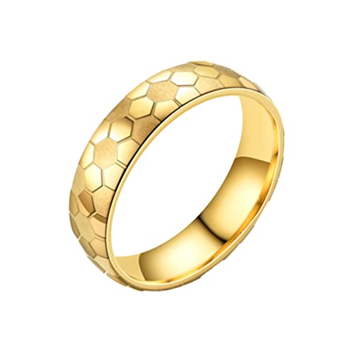 Image of 6mm Unisex Soccer Pattern Signet Matte Finished Ring | Stainless Steel, Dome Simple Hip Hop Punk, Football Sport Jewelry, Comfort Fit Band