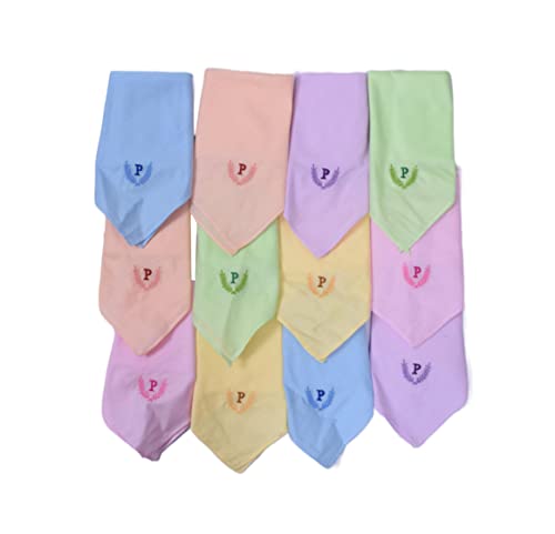 Image of ANTONIA Personalized Cotton Women's Handkerchiefs with Embroidered Initials, Assorted Colours (33 cm x 33 cm)