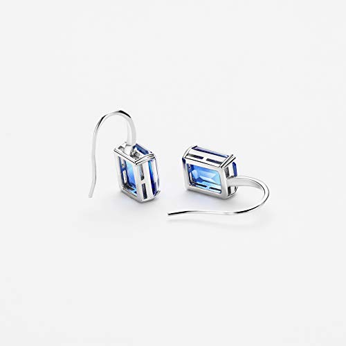 Blue Tourmaline Dangle Drop Earrings Gradient Color Baguette Cut Cz Earrings For Women Girls #TOP5