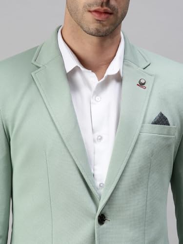 Image of SHOWOFFFF Mens Solid Single-Breasted Casual Blazer | Notched Lapel Long Sleeves Cotton Blazer for Men's | Slim Fit Blazer for Men's
