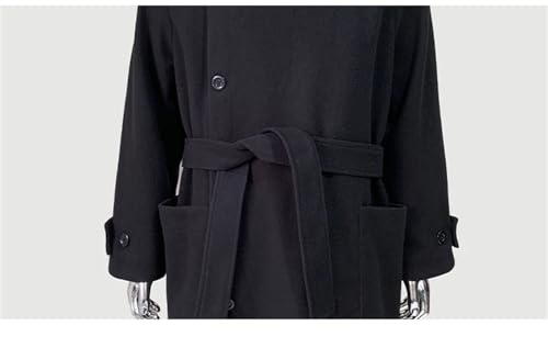 Men's Spring Winter Oversized Long Wool Blend Coat Thicken Soft Warm Elegant Daily Black Overcoat4