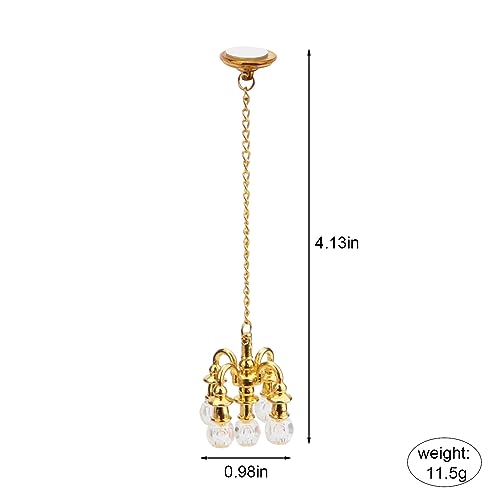 image for Cutemini Dollhouse Miniature Chandelier 1:12 Scale Chrystaline Chandel