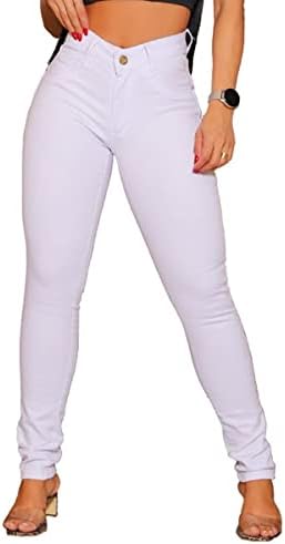 Calça Jeans Cintura Alta Feminina Modela Bumbum Com Elastano