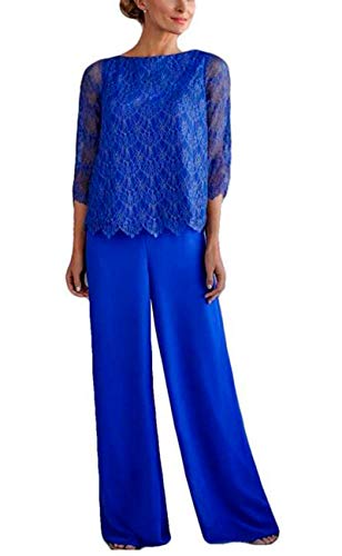 Lace Mother of The Bride Pants Suits 2 PC Chiffon Formal Evening Gowns Women Outfits