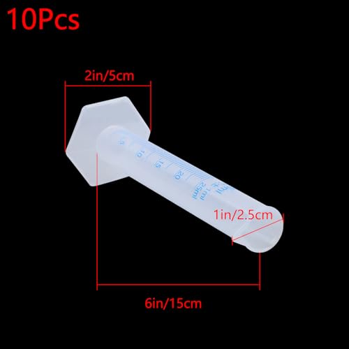 Geesatis 10 Pcs Plastic Clear Measuring Cylinders 25 ml Lab Test Graduated Measuring Cylinder - Thumbnail 2