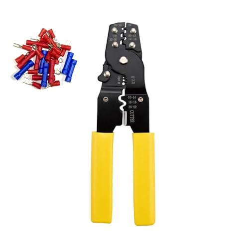 AVIMYA Herramienta de engaste Agiiman, Cortador Pelacables Multifuncional, Terminal 10-26AWG, Herramienta Manual de engarzado, Terminal Desnudo y Normal (Color : Plier Set)