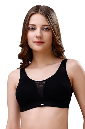 Image of SOIE Women's Full Coverage Minimizer Bra|Non Wired, Non Padded, Triple Layered Cups|Breathable Stretch Cotton with Lace & U-Back Support