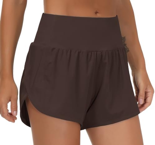 THE GYM PEOPLE Women's High Waisted Running Shorts Quick Dry Workout Shorts