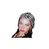 YERTTER Wedding Silver Rhinestone Head Cap Layered Fringe Chain 20s Head Accessories Jewelry Crystal Headband Headpiece Boho Hair Accessories for Women Brides Prom Costume(Silver 1)