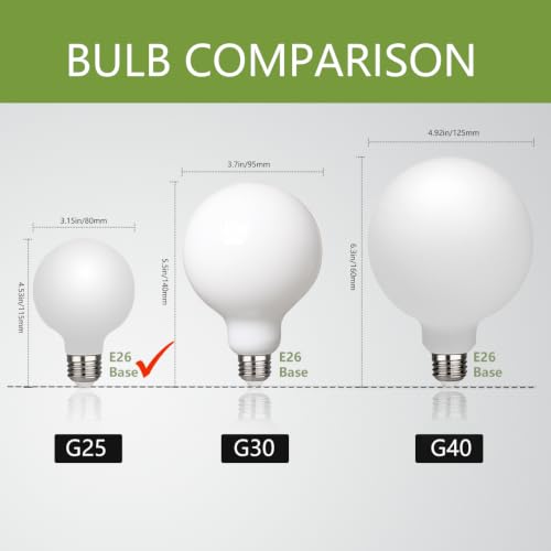 Image of G25 LED Globe Light Bulbs Glass, E26 Base, Warm White 2700K, 6 Pack