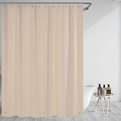 AmazerBath Shower Curtain Liner, 72x72 Tan Shower Curtain Liner, Cute Plastic Shower Curtain Liner, Lightweight Waterproof PEVA Khaki Shower Curtains for Bathroom with Magnets and 12 Grommet Holes - 2