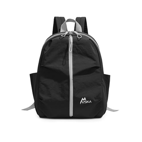 Sac à dos femme homme compact nylon noir poches zippées réglables