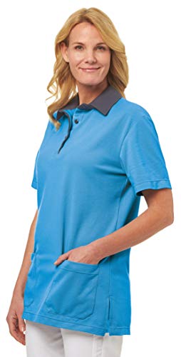 clinicfashion 12812023 Polo-Schlupfhemd türkis/grau für Damen und Herren, Mischgewebe, Größe XXL Cover