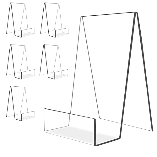 6'' x 4'' Acrylic Book Display Stand Clear Easel with Ledge Tablet Holder for Displaying Books...