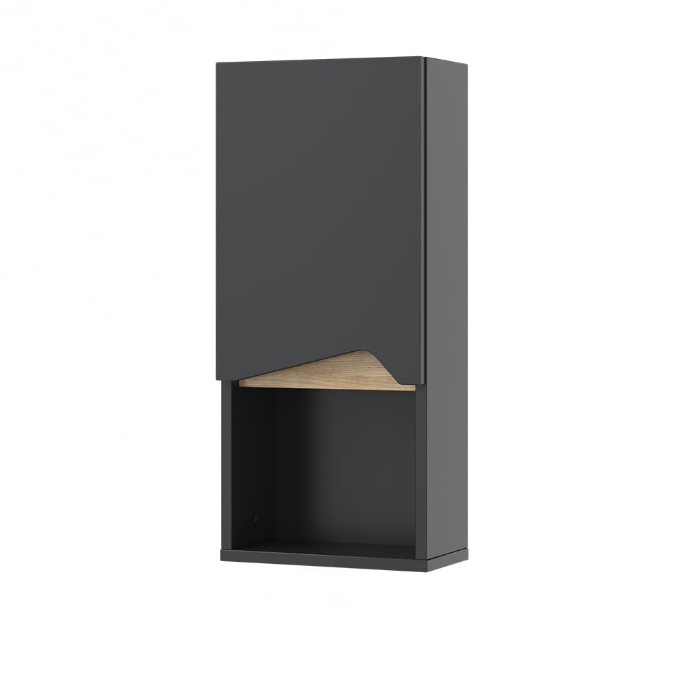 Vicco Armoire de Marelle, Anthracite/Artisan, 30x67cm avec Porte et Compartiment Ouvert, pour Montage Mural pour Un Rangement Peu encombrant