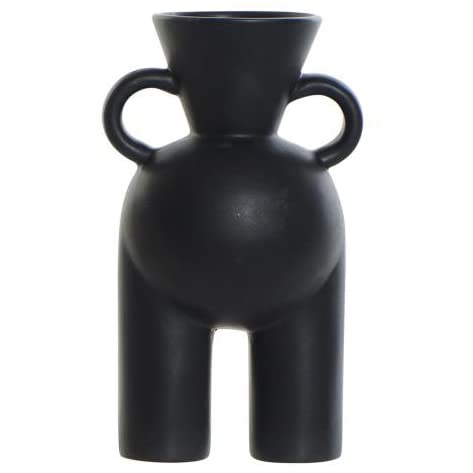 iubihome - Jarrones Decorativos Modernos (20cm Alto), Florero Cerámica, Adornos para Salon Modernos, Figura Ideal para Decoración Hogar (Color Negro) Cover