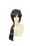 HOOLAZA Black Long Straight Mullet Cosplay Wig Blue Exorcist Kamiki izumo Hakuouki Hajime Saito Cosplay Wig