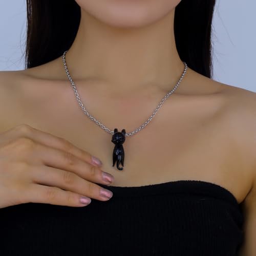 Black Cat Hand Blown Glass Black Kitty Necklace and Pendant Handmade Glass Pendant3