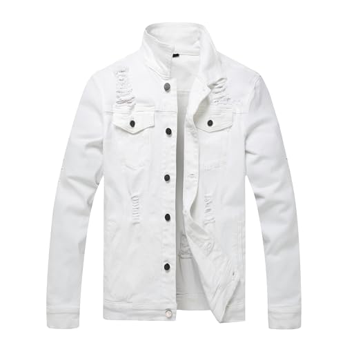 Image of RANMCC Men's Stretch Vintage Washed Long Sleeve Denim Jacket