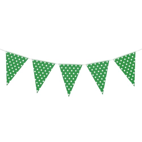 OH YEAH - Guirnaldas de Banderines - Pack 5 Unidades - 50 Banderines Blancos Decorativos - Guirnalda Verde Lunares - Guirnaldas para Cumpleaños - Decoración Cumpleaños Colorida - Feria de Abril