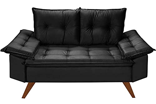 Conjunto Sofá Bariloche 3 e 2 Lugares Essencial Estofados (Preto)