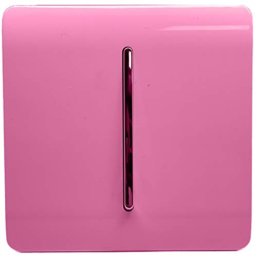 Image of Trendi 1 Gang 2 Way 240V Screwless Raised Front Plate Plastic Artistic Modern Glossy 10 Amp Chrome Rocker Single Electrical Wall Light Switch Candy Pink - ART-SS2PK