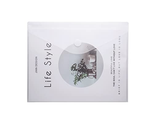YESSART 8.5 x 11 Clear Letter Sized Plastic Envelopes Document File Storage Holder 20 Pack Hook Loop Closure