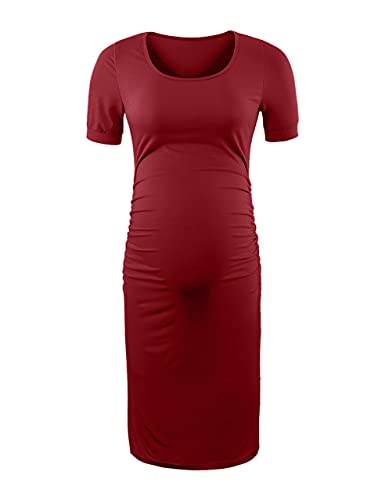 Peauty Maternity Dress Maternity Dresses for Baby Shower Fall Pregnant Dress Pregnancy Skirt for Photoshoot(Wine Red M) - Thumbnail 3