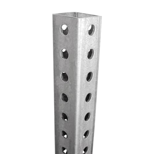SmartSign Square Sign Post - 8 Feet Tall and 2" Wide Galvanized Steel Post, 7/16 Inch Diameter Mounting Holes, Made in USA