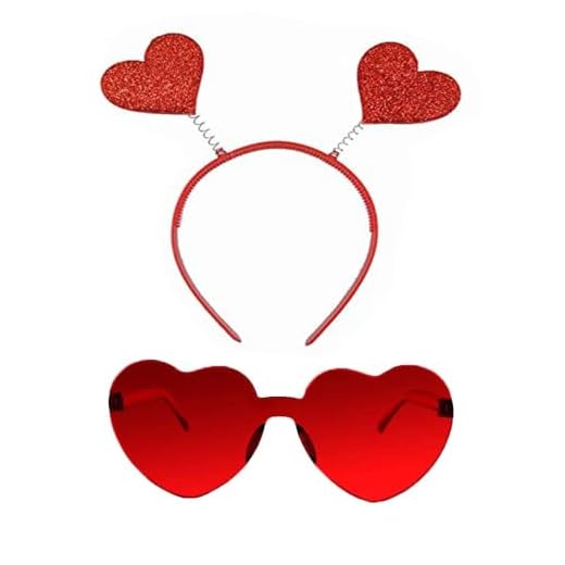 Valentines Day Heart Head Boppers Headbands and Heart Shape Sunglasses for Party Props Holiday Wedding Birthday Costume Accessory