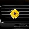 JIHUOO 3 Pcs Daisy Flower Air Vent Clips Car Air Freshener Clip Charm Car Decor Accessories Yellow Scented #1
