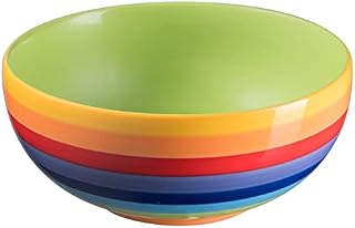 Hand Painted Rainbow Stripe Ceramic Cereal Bowl