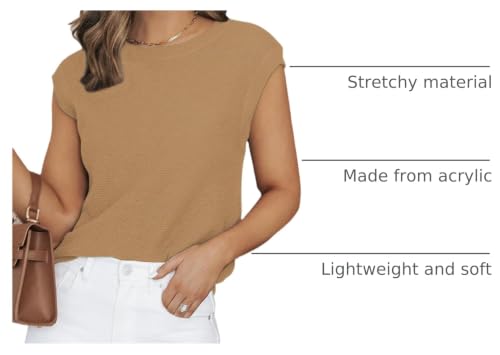 Image of CiCiBird Women Summer Cap Sleeve Sweaters Knit Crew Neck Pullover Tank Tops 2025 Casual Trendy Shirt