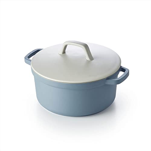 Beka Cocotte Papillon 28 cm - Cocotte en fonte aluminium et couvercle en céramique - Cocotte antiadhésive avec revêtement en céramique - Bleu/Blanc