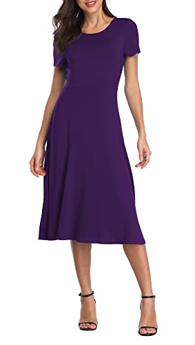 Image of Urban CoCo Women's Floral Print Short Sleeve Flared Midi Dress