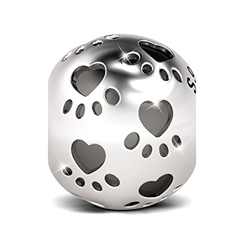 GNOCE Pet Dog Bowl Bead Charm For Women, S925 Sterling Silver Bead Charm NecklaceBracelet for Her, Jewelry Gift