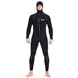 Allround-Wärme: Kombination aus drei Lagen Stoffen. Ein Ganzkörper-Design 7 mm warm halten Neoprenanzüge für Männer hat große Stoffflächen, die die Haut bedecken. Flachnähte reduzieren das Eindringen von Wasser in den Neoprenanzug. Der Neoprenanzug wurde entwickelt, um Sie in jeder Hinsicht vor Kälte zu schützen.