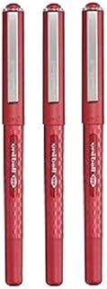 Uni Ball Eye Designer Red Rollerball Pen Fine 0.7mm Nib Tip 0.5mm Line Width Designer Series Quick Drying Pigment Ink UB-157D (Pack Of 3)